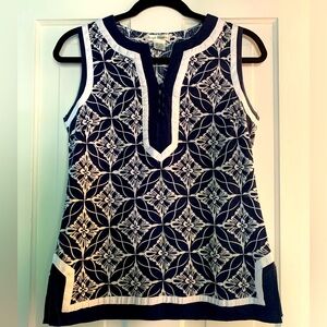 Susan Bristol navy linen blend tunic tank summer nautical